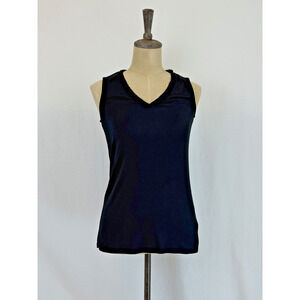 NWT Soya Concept BOUTIQUE Black V Neck Tank Top w/ Ruffle Detail #0420 XS